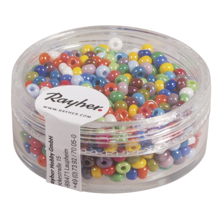 Rocailles, 2,6mm, opak gelüstert Dose 17g-bunt