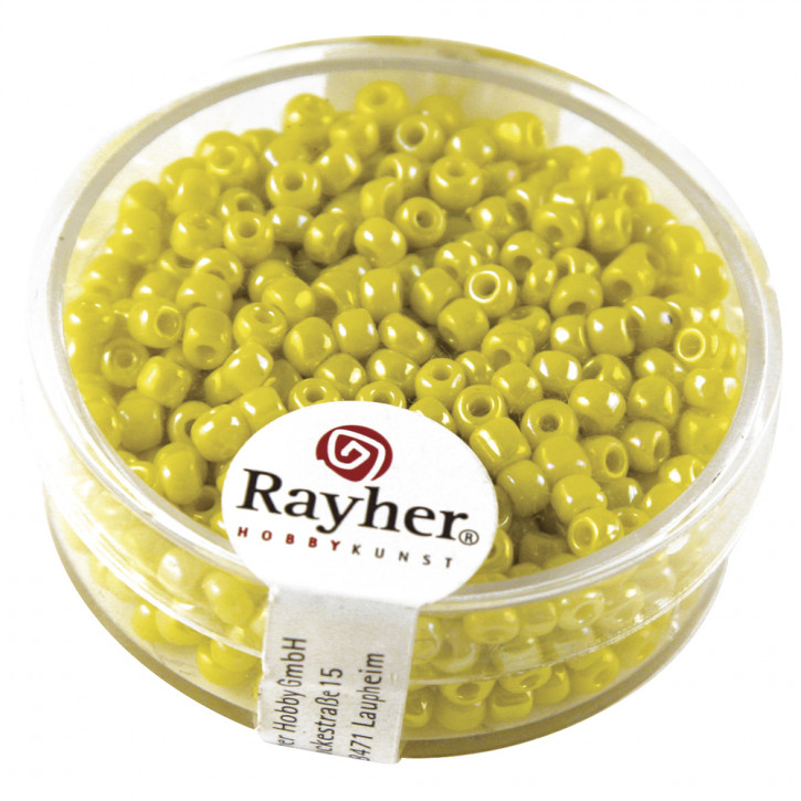 Rocailles, 2,6mm, opak gelüstert Dose 17g-gelb