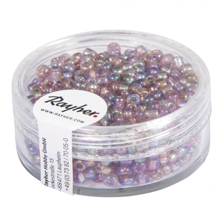 Rocailles, 2,6mm, transp.gelüstert Dose 17g-flieder