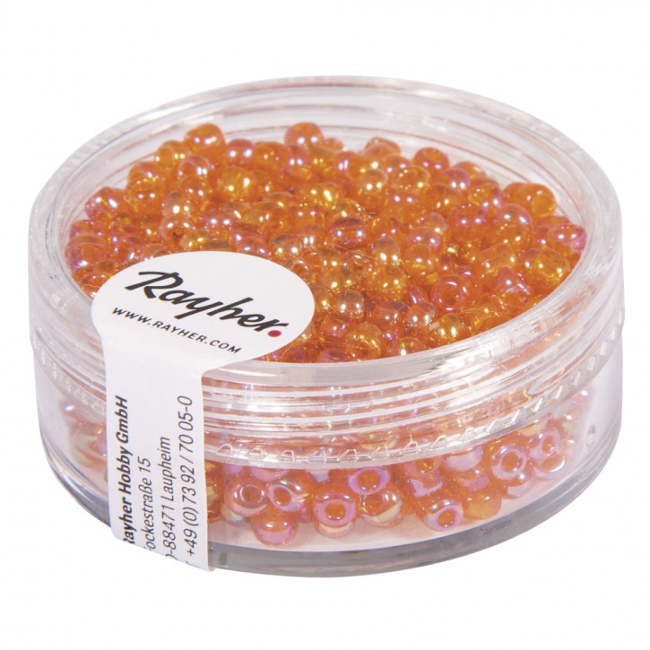 Rocailles, 2,6mm, transp.gelüstert Dose 17g-orange
