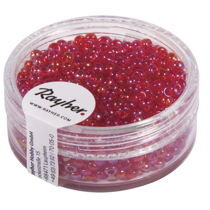 Rocailles, 2,6mm, transp.gelüstert Dose 17g-rot