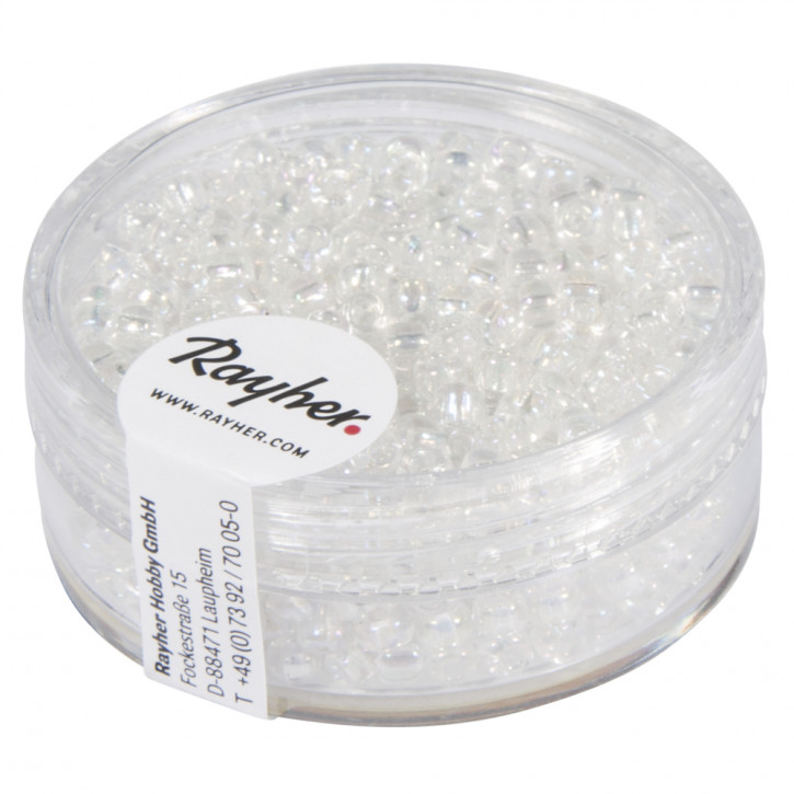 Rocailles, 2,6mm, transp.gelüstert Dose 17g-silber