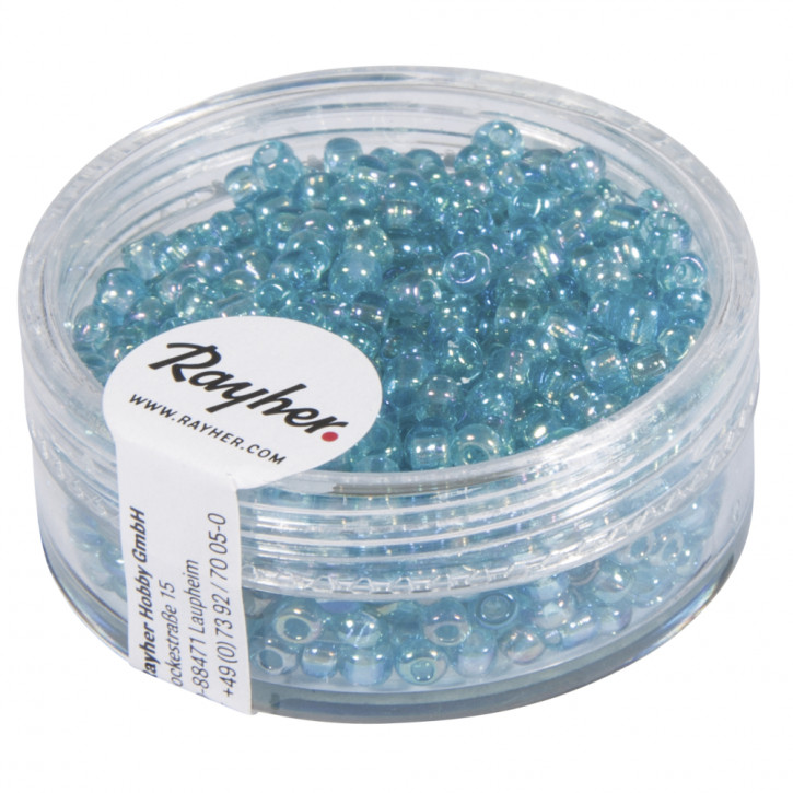 Rocailles, 2,6mm, transp.gelüstert Dose 17g-türkis