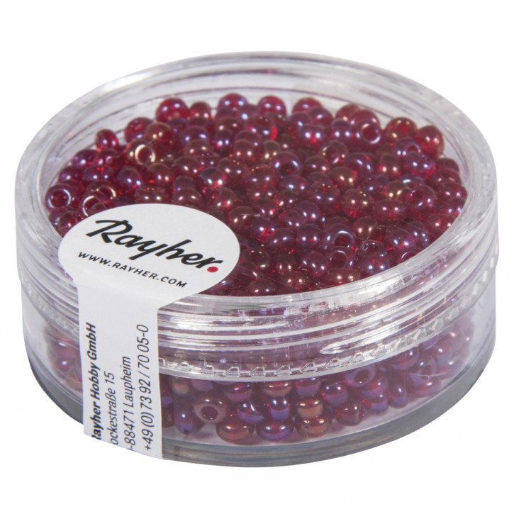 Rocailles, 2,6mm, transp.gelüstert Dose 17g-weinrot