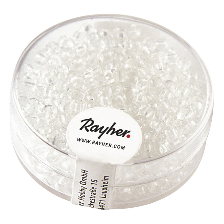 Rocailles, 2,6mm, transparent Dose 17g-kristall