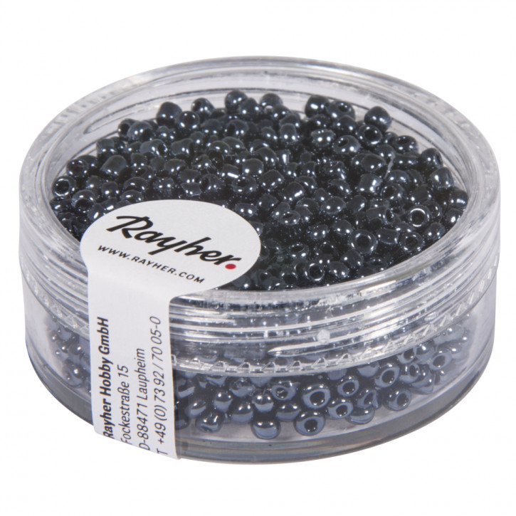 Rocailles, 2 mm, mit Silbereinzug, Dose 17g-blutstein