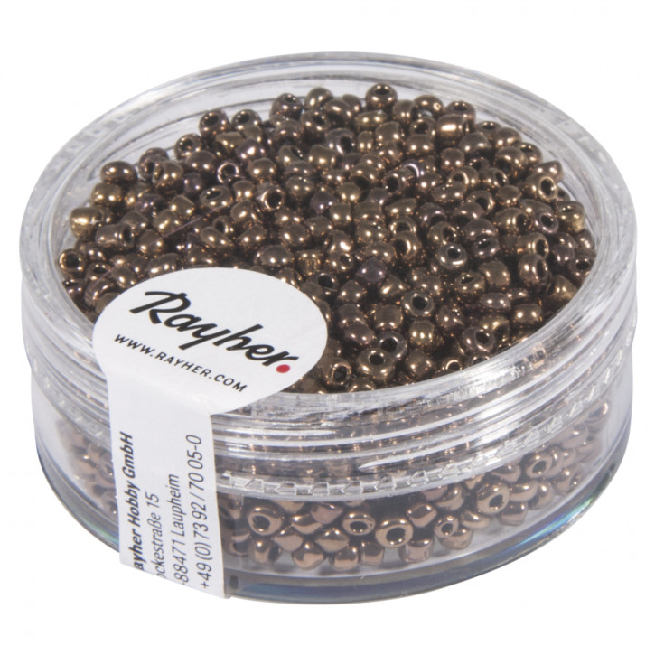 Rocailles, 2 mm, mit Silbereinzug, Dose 17g-kupfer