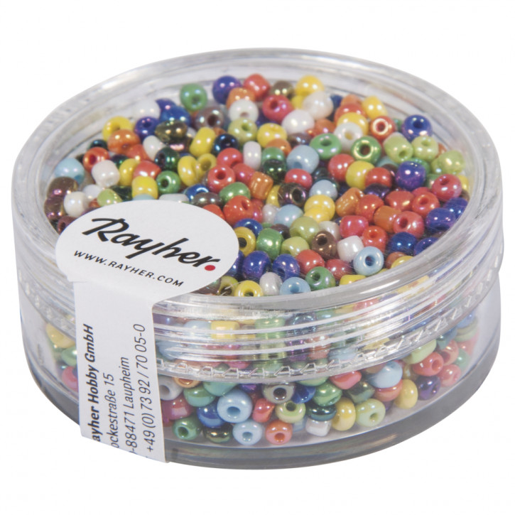 Rocailles, 2 mm, opak gelüstert Dose 17g-bunt