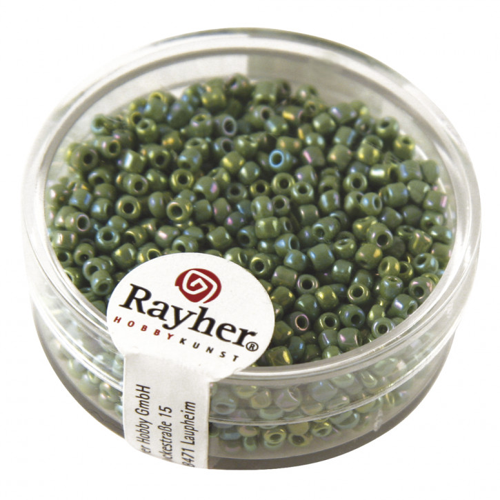 Rocailles, 2 mm, opak gelüstert Dose 17g-grün