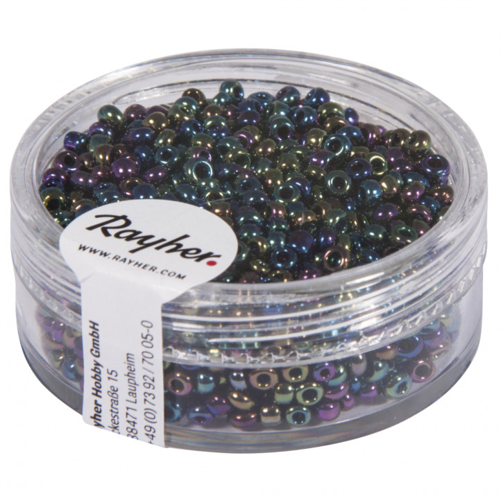 Rocailles, 2 mm, opak gelüstert Dose 17g-schwarz