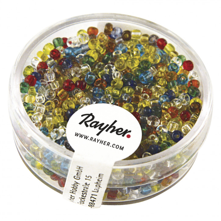 Rocailles, 2mm, transparent, Dose 17g-bunt