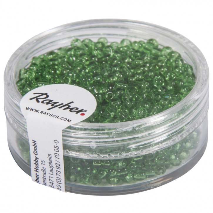 Rocailles, 2mm, transparent, Dose 17g-grün
