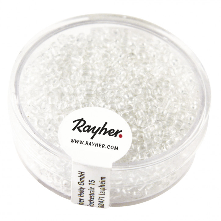 Rocailles, 2mm, transparent, Dose 17g-kristall