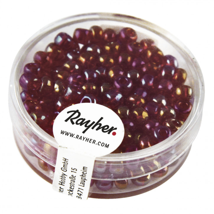 Rocailles, 4 mm, mit Silbereinzug Dose 17 g-bordeaux