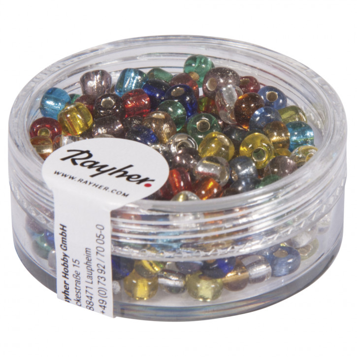 Rocailles, 4 mm, mit Silbereinzug Dose 17 g-bunt