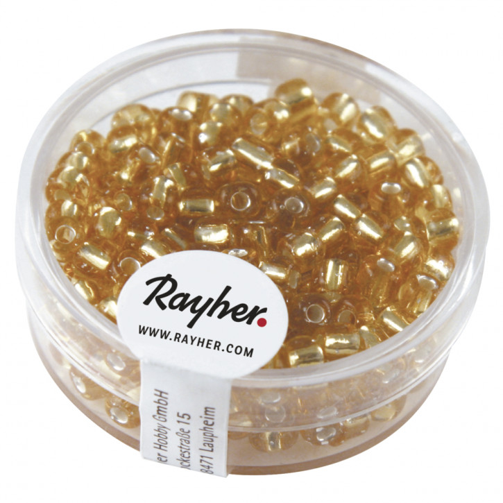 Rocailles, 4 mm, mit Silbereinzug Dose 17 g-gold