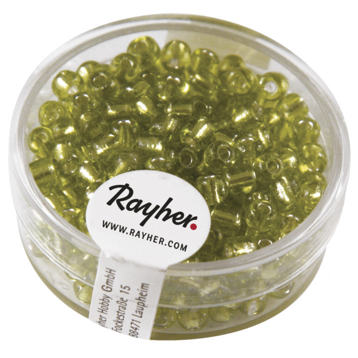 Rocailles, 4 mm, mit Silbereinzug Dose 17 g-hellgrün