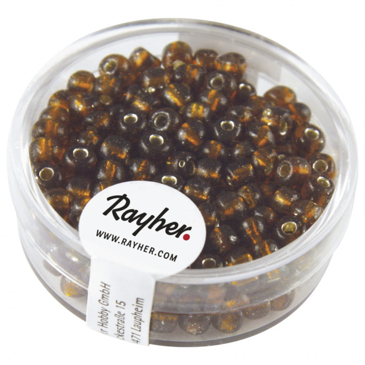 Rocailles, 4 mm, mit Silbereinzug Dose 17 g-kupfer