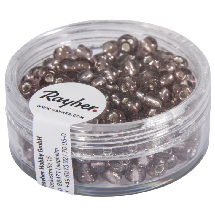 Rocailles, 4 mm, mit Silbereinzug Dose 17 g-lila
