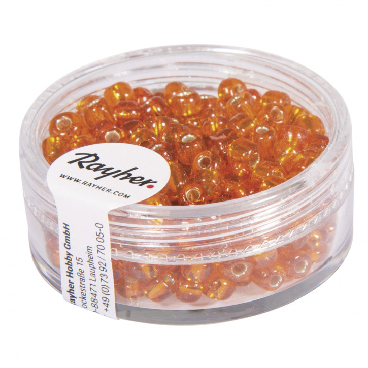 Rocailles, 4 mm, mit Silbereinzug Dose 17 g-orange