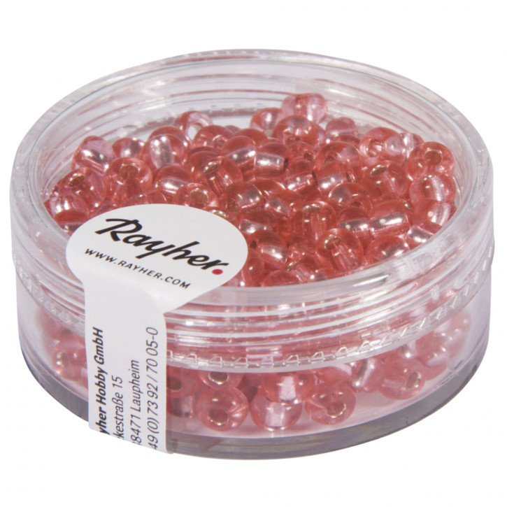 Rocailles, 4 mm, mit Silbereinzug Dose 17 g-rosa