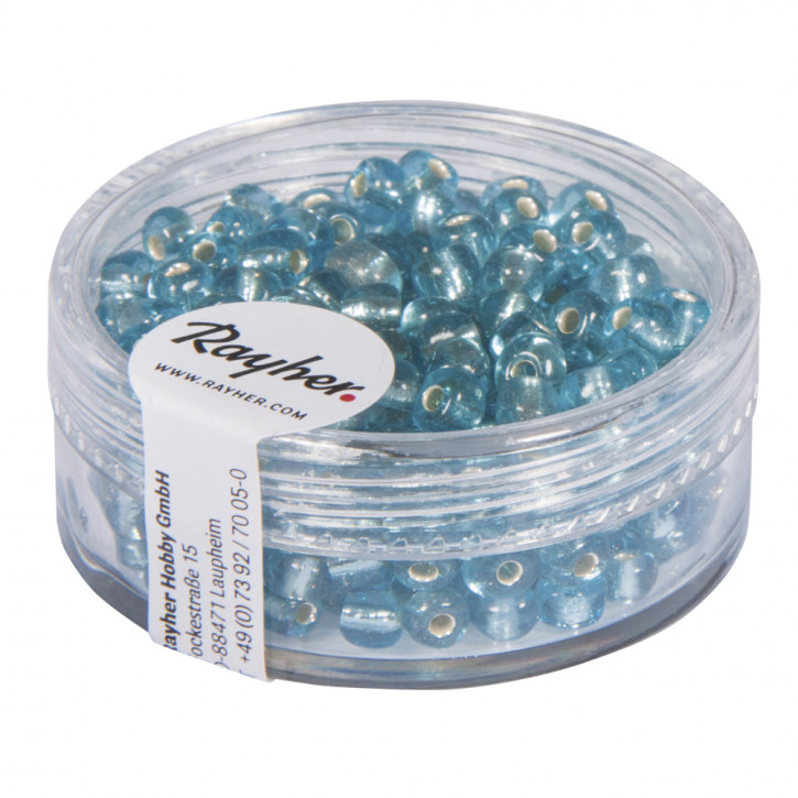 Rocailles, 4 mm, mit Silbereinzug Dose 17 g-türkis