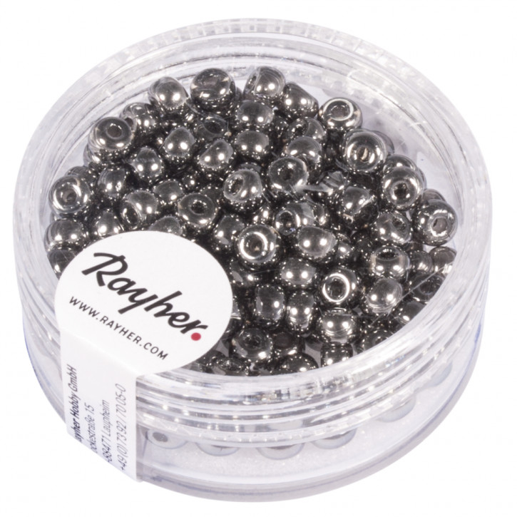 Rocailles, 4mm Dose 150Stück-anthrazit