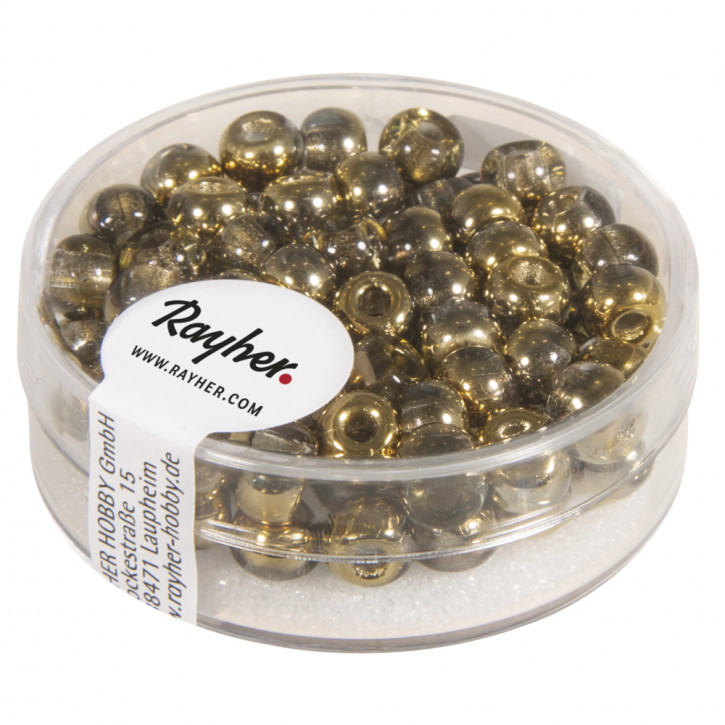 Rocailles metallic mit Großloch, 5,5mm Loch 2mm, Dose 80Stück-gold