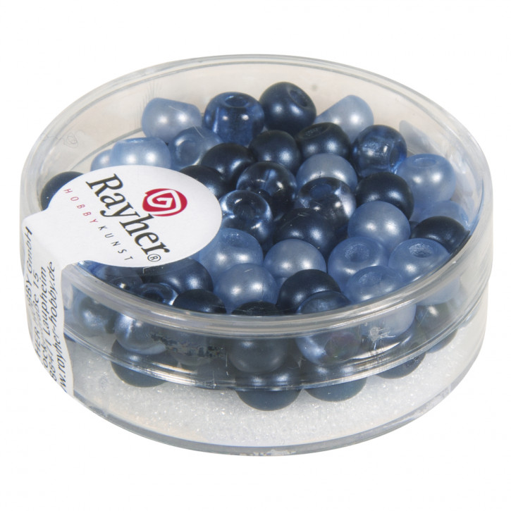 Rocailles-Mix mit Großloch, 5,5mm, Loch ø2mm, Dose 80Stück-dunkelblau