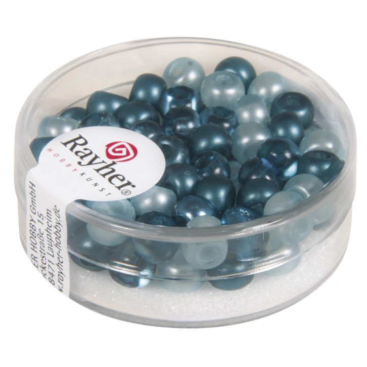 Rocailles-Mix mit Großloch, 5,5mm, Loch ø2mm, Dose 80Stück-türkis