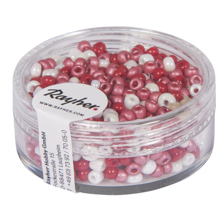 Rocailles, perlmutt, 2,6mm, Mix-rot, 17g