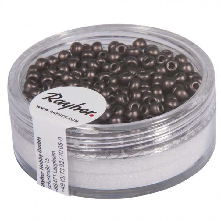 Rocailles verwachst, 2,6mm, Dose 7g-dunkelbraun