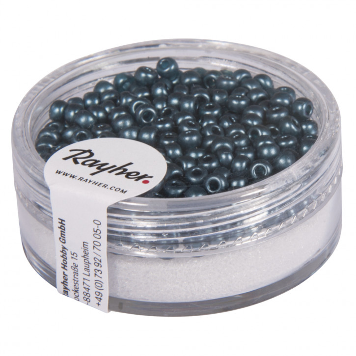 Rocailles verwachst, 2,6mm, Dose 7g-petrol