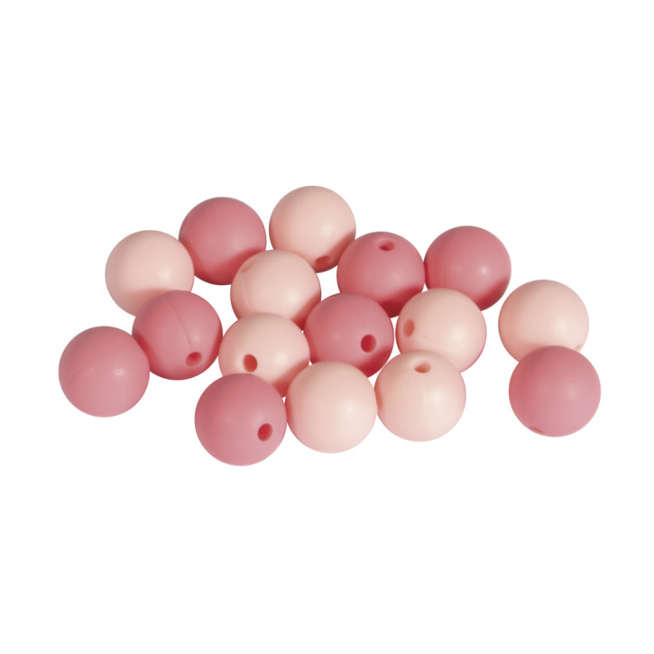 Silikonperlen, 12mm ø, bunt SB-Btl 16Stück-rose