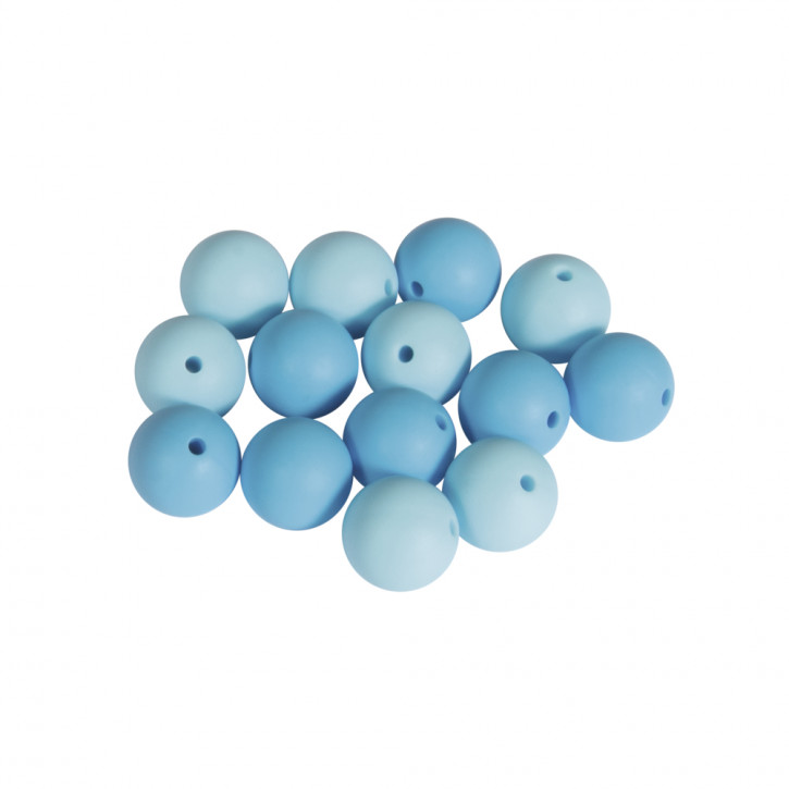 Silikonperlen, 15mm ø SB-Btl 14Stück-hellblau