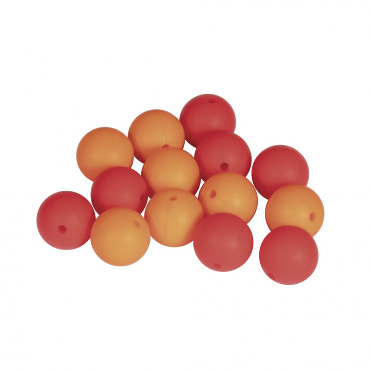 Silikonperlen, 15mm ø SB-Btl 14Stück-orange