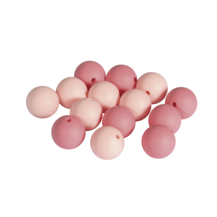 Silikonperlen, 15mm ø SB-Btl 14Stück-rose
