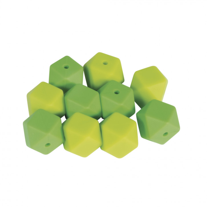 Silikonperlen Hexagon, 14mm ø SB-Btl 10Stück-hellgrün