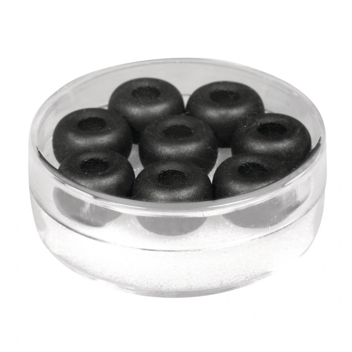 Silk-Bead Glas Großlochperle, 11mm, Loch 4mm, Dose 8Stück-schwarz