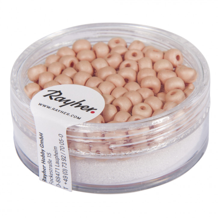Silk-Bead Glas Rocailles, 4mm, Dose 120Stück-puderrosa