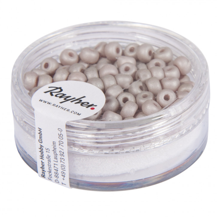 Silk-Bead Glas Rocailles, 4mm, Dose 120Stück-taupe