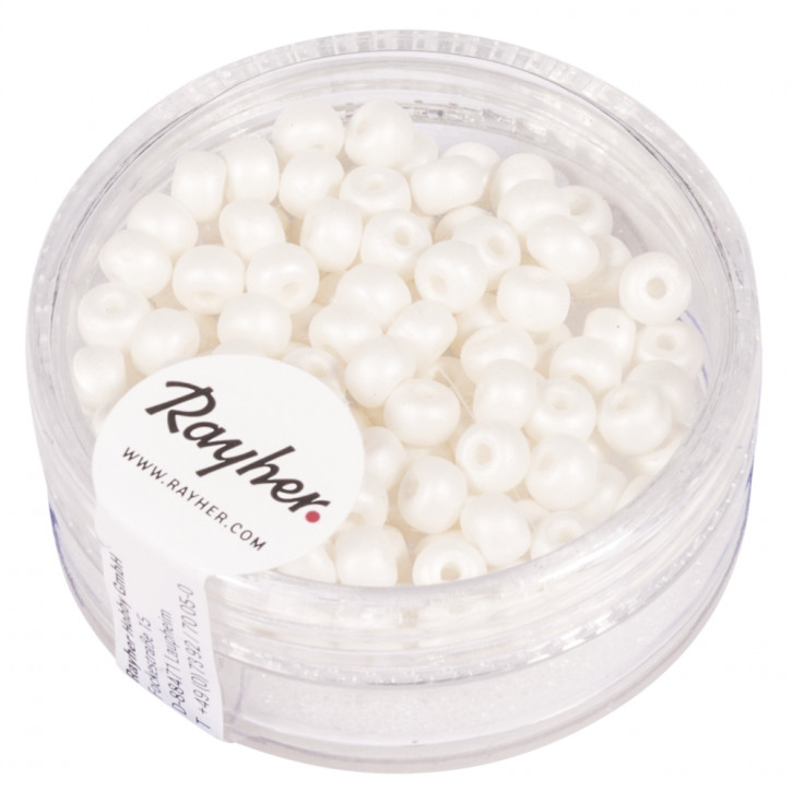 Silk-Bead Glas Rocailles, 4mm, Dose 120Stück-weiß