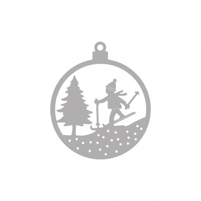 Stanzschablone Weihnachtskugel Skifahrer 6,5cm ø, SB-Btl 1Stück