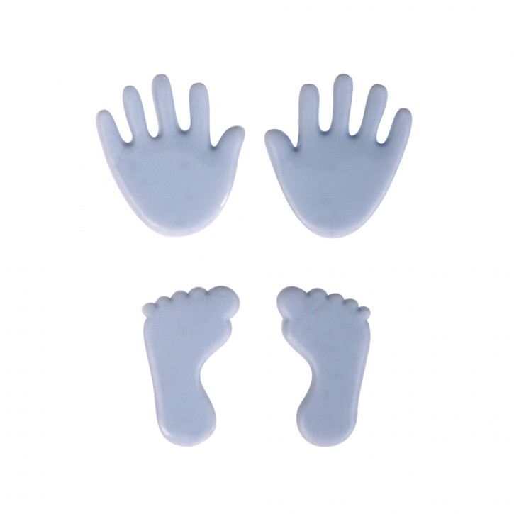 Wachsmotiv Babyfüße- und Hände, je 1 Paar, ca. 1,5cm, SB-Btl 4Stück, hellblau