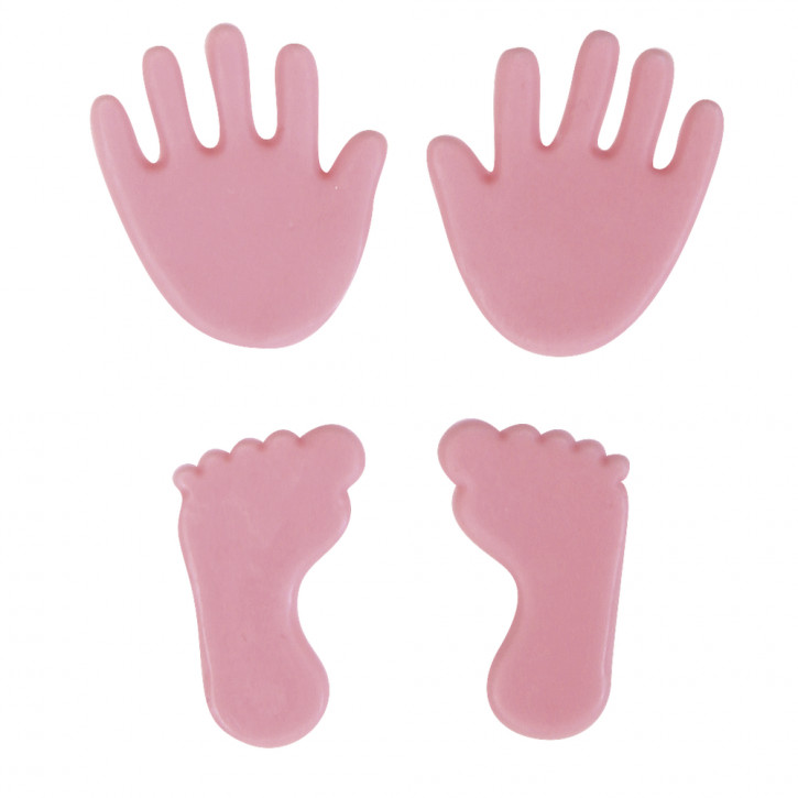 Wachsmotiv Babyfüße- und Hände, je 1 Paar, ca. 1,5cm, SB-Btl 4Stück, rosa