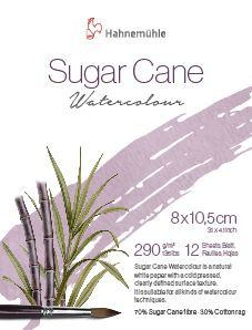Mini Aquarell Block, mini aquarellblöcke, Sugar Cane Watercolour 290g m², 8x10,5cm, 12Blatt
