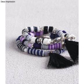 Heishi Perlen Set aus Polymer-Ton, lavendel Mix mit Glasperlen,Quasten,Faden, SB-Box