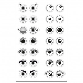 3D-Sticker-Augen, ø 10mm, 2 Bögen á 14 Paare