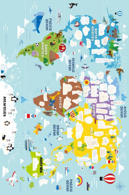 Sticker Länder World, mit Landkarte