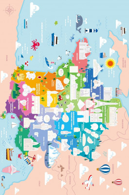 Sticker Länder Frankreich, mit Landkarte